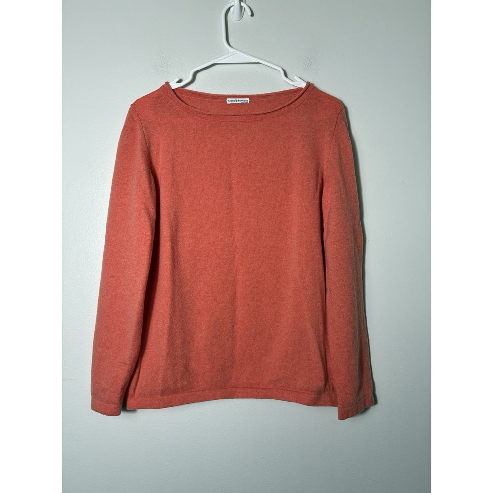 Mario Romano Made In Italy 100% Cashmere Sweater Sz M Orange Quiet Luxury